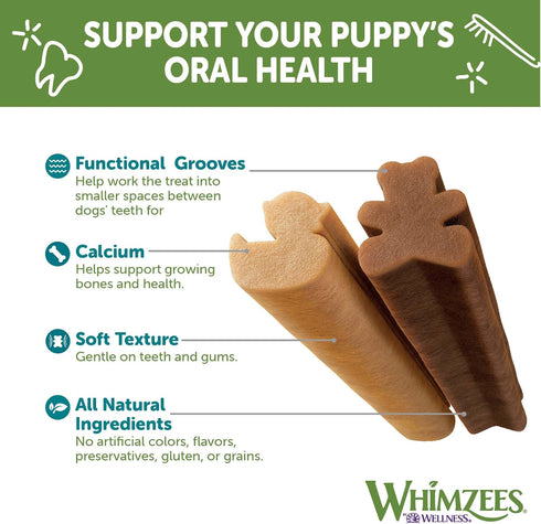 Whimzees by Wellness Dental Treats for Puppies, Natural, Grain Free, Helps Clean Teeth & Freshen Breath