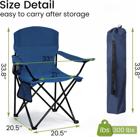 2 Pack 300lbs, Camping Chair Portable Folding Chair, Supports Lightweight Stable Outdoor Chair for Camping Hiking
