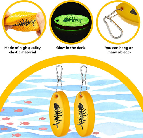 Yaomiao Floating Keychain - Oval Shaped Foam Floating Key Ring, Glow in the Dark for Fishing Outdoor Use