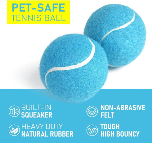PrimePets Tennis Balls for Dogs - 2.5 Inch, 12 Pack, Squeaky Interactive Pet Fetch Ball for Medium and Large Dogs,