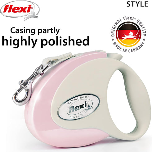 Flexi Style Retractable Dog Leash - 10 ft, Ergonomic, Durable, Tangle Free for Small Dogs, Pink/Rose