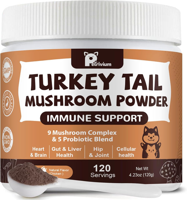 Mushroom Supplement with Probiotics for Dogs & Cats, Turkey Tail Mushroom for
