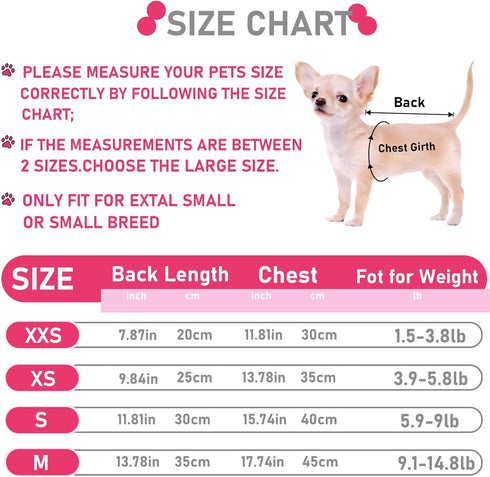 Kallfir's 4 Pieces Dog Clothes for Small Dogs, Summer Spring Shirts, Cute Soft Chihuahua Yorkie T-Shirt, X-Small