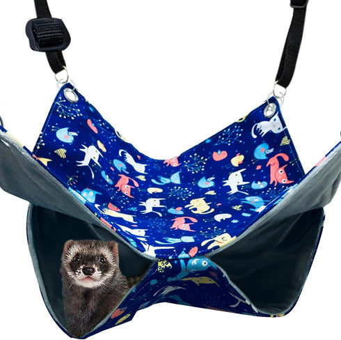 Ferret Rat Hammock Bed Nation Cage Accessories Kit Set for Guinea Pig Ferret, 13.8inch Hideouts Cave
