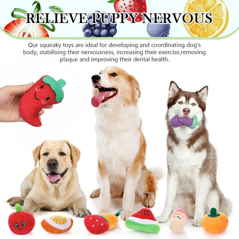 Tasdurian 15 Pack Squeaky Dog Toys with a Carrying Bag Plush Small Dogs Toy Stuffed with Squeakers Irresistibly Cute