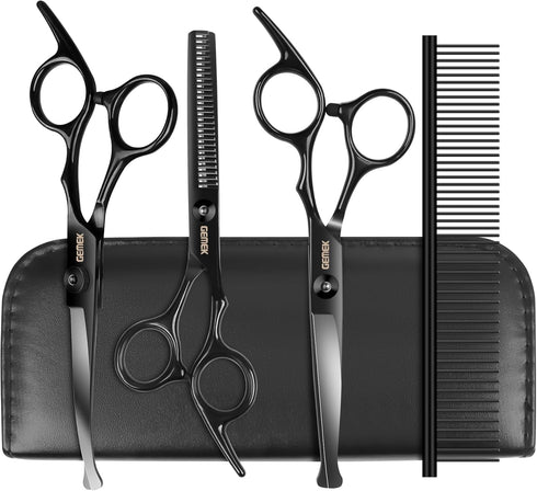 Dog Grooming Scissors Kit with Safety Round Tips, GEMEK Professional 5 in