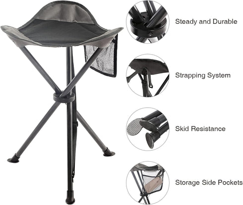 225 lbs Portal Tall Folding Tripod Stool for Outdoor Camping Walking Hunting Hiking Fishing Travel, Support