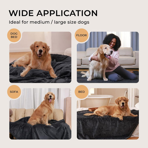 Luciphia Waterproof Blanket for Large Dogs, Washable Reversible Pet Bed Cover, Soft Sherpa Fleece, Grey Small (40" x