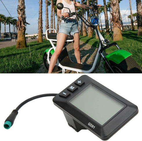 Tbest Electric Bike LCD Display - 36V 48V GD01 Waterproof Plug for 22.2mm Handlebar