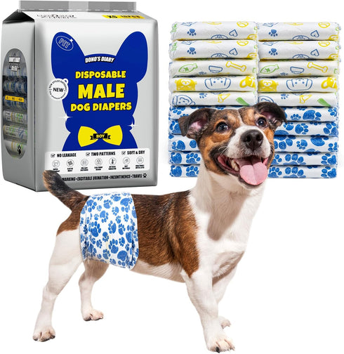 Dono Dog Diapers Male, Disposable Male Dog Wraps 30ct, Ultra Absorbent Doggie
