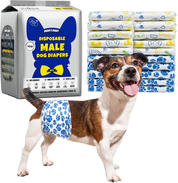 Dono Dog Diapers Male, Disposable Male Dog Wraps 30ct, Ultra Absorbent Doggie