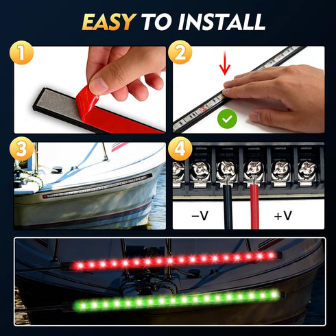 12V, Red and Green Boat Navigation Lights, LED Boat Lights Waterproof, Bow Light for Boats LED Marine Running Light