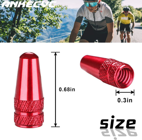 Red Aluminum Presta Valve Caps for Bike Tire Valve Stem Covers, Fit Presta/French Valves (4 Pack)
