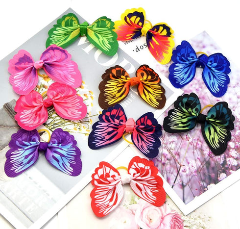 Tongcloud 80 pcs Dog Hair Bows - Butterfly Knotted Bows with Rubber Bands for Puppy Dog Cats Hair Accessories