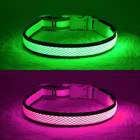 YFbrite Light Up Dog Collar, USB Rechargeable LED Puppy Collar, Adjustable Glowing Lights for Night Walking