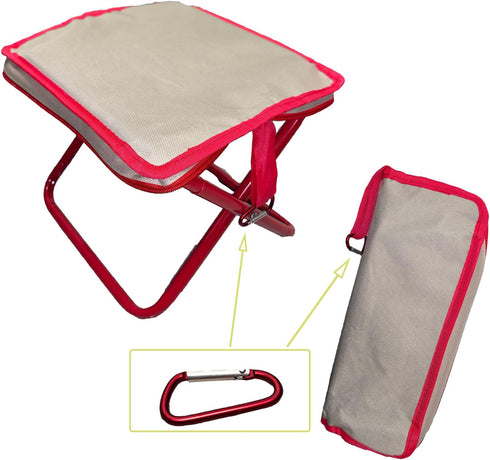 Generic Portable Folding Camping Stool with Alloy Carabiner - 330lbs Capacity Ultralight Pocket