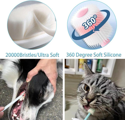 URMYONLY 360 Dog Toothbrush, Degree Finger Toothbrushes, Triple Head Toothbrushes, Double Head Toothbrush,Cleaning
