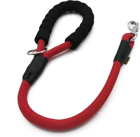 Dog Leash, Braided Rope Traction for Medium/Large Dogs (1/2" - 2FT, Red), Walking Training Lead