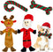 MISS FANTASY Christmas Dog Toys - 4 Pack Stuffless Rope Toys for Aggressive Chewers, Plush Squeaky Teething Toys