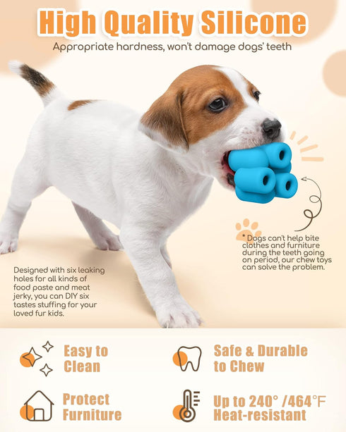 Dog Chew Toys for Aggressive Chewers - Interactive Slow Feeder Treat Toy Collection, Durable Frozen Feeding Toy (Blue)