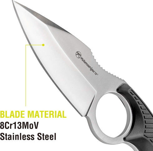 Kilimanjaro 910106 Men's Stretta Tactical Neck Knife, 6.4-inch Overall Length, 3.2-inch Blade, Formed Sheath