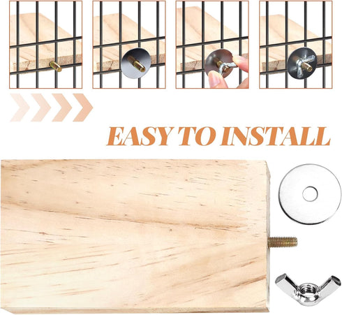 BILLIOTEAM 4-Size Bird Platforms with Wood Perches and Stand Boards - Habitat Cage Corner Shelves with Stainless Steel