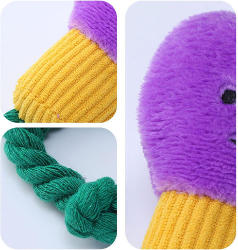 NIHUIFA Bulb Lovely Designs Pet Cotton Rope Chew Toy Squeaky Plush Teether Chewing Toy Help Teeth Bonding Activity