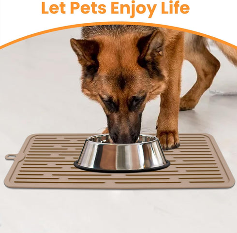 Ptlom Dog Food Mat, Anti-Slip Waterproof Feeding Mat for Food and Water, Silicone Pet Placemat for Dogs