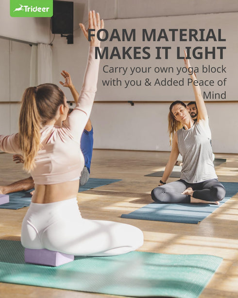 Trideer Yoga Block, Premium Foam Blocks with Soft Non-Slip Surface, Lightweight, Odor Resistant, Supportive Yoga