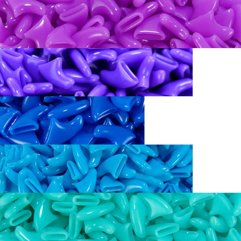 zetpo 100 pcs Cat Nail Caps - Cat Claw Covers with Adhesives and Applicators (S, Purple, Violet, Blue, Sky Blue)