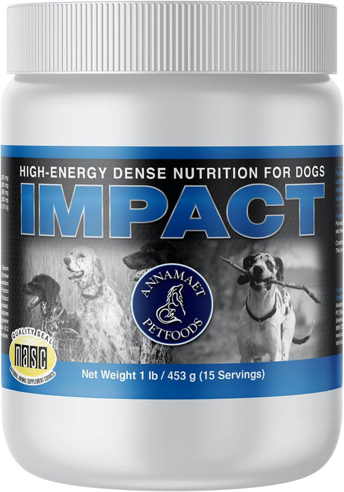 Annamaet Impact High-Energy Dense Nutrition Supplement for Dogs - 1 lb Helps Support Healthy Weight in Canine Athletes,