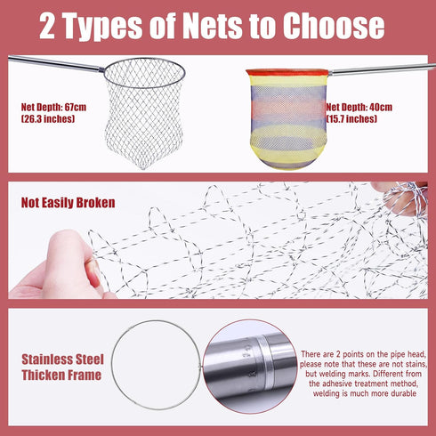 2 Sets 2 2 Sets Chicken Catching Net with Poles Nets Extra Durable Fishing Net for Adult Poultry Catcher Net Thickened