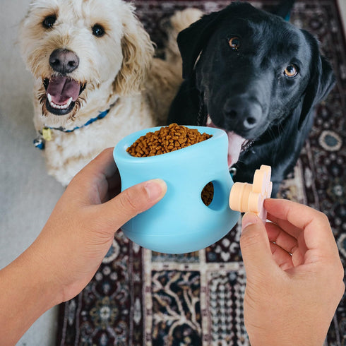 Silicone Plug and Stand for Dog Treat Toy, 2pcs Paw Stoppers and 2pcs Round Stands for Holders