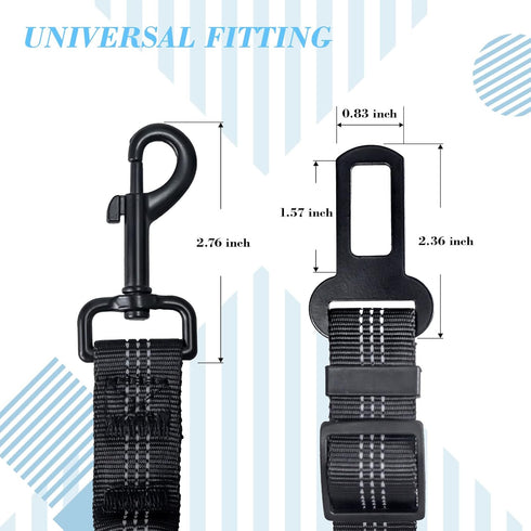 PUEENOD 2 Pack Dog Seat Belt Adjustable Dog Car Seatbelts for Vehicle Nylon Pet Safety Seat Belt with Elastic Bungee