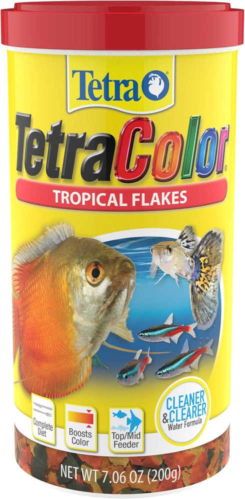 TetraColor Tropical Flakes, 7.06 oz (Pack of 1), Nutritionally Balanced Diet, Color Boosting Fish Food