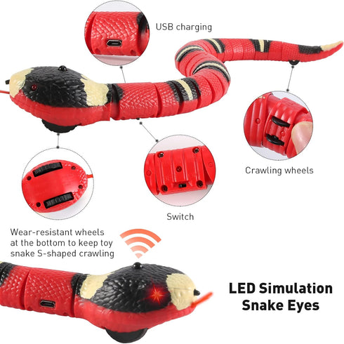 FauKait Cat Toys Snake Interactive,Kitten Toys,Realistic Smart Sensing Snake Toy,USB Rechargeable,Automatically Sense