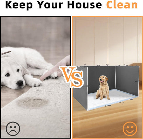 Dmnnlp 35"x29"x17.3" Dog Pee Pad Holder with High Walls - No-Splash Indoor Dog Potty Box, Foldable Potty Training