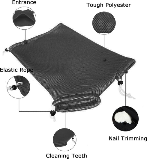 ASOCEA Cat Bathing Bag - Adjustable Grooming Mesh Bag for Bathing, Nail Trimming, Anti-Bite & Anti-Scratch