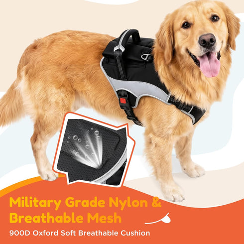 PartsBling Dog Car Harness, Dog Seat Belt Harness for Car, No Pull Adjustable Dog Harness with Seat Belt Attachment