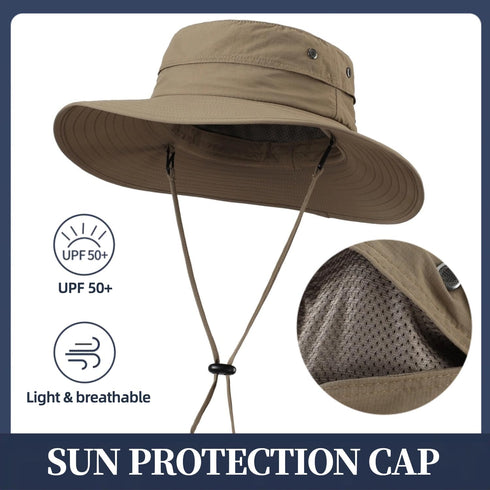 Home Prefer UPF50+ Mens Sun Hat, Wide Brim Fishing Hat for Sun Protection, Bucket Hat for Beach Gardening