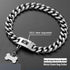 Silver Metal Dog Chain Collar with Design Secure Buckle & ID Tag - Strong Stainless Steel Cuban Link Chain for Medium