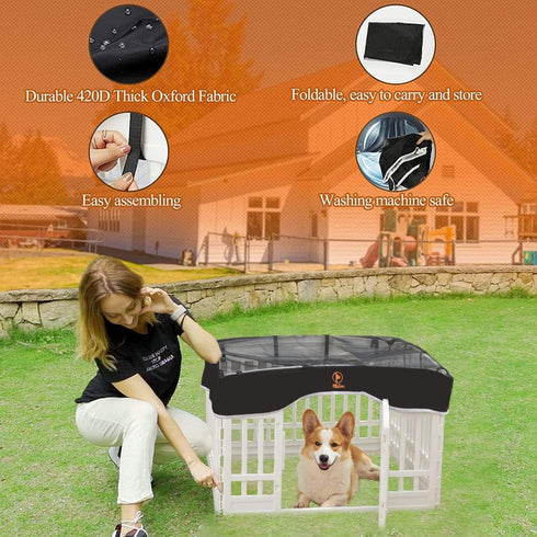 PJYuCien Dog Playpen Mesh Top Cover, Fits 36 Inch 4 Panels Plastic Exercise Pet Pen, Black