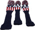 Golf Builder 3pcs USA Stars and Stripes Knitted Golf Head Cover, Driver Fairway Wood Pom Pom
