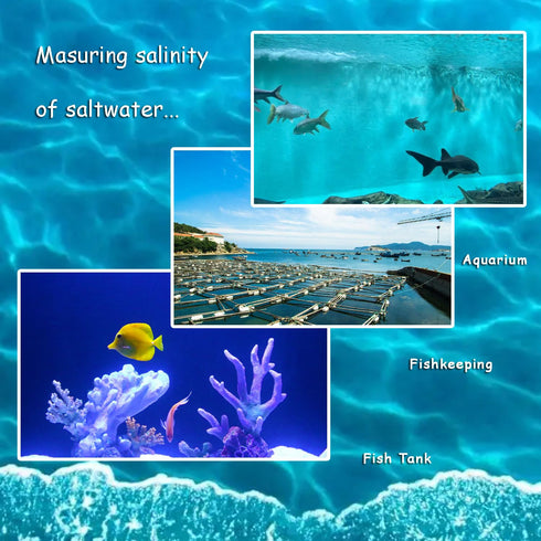 Aquarium Salinity Refractometer with ATC Function, Saltwater Test Kit for Seawater, Dual Scale