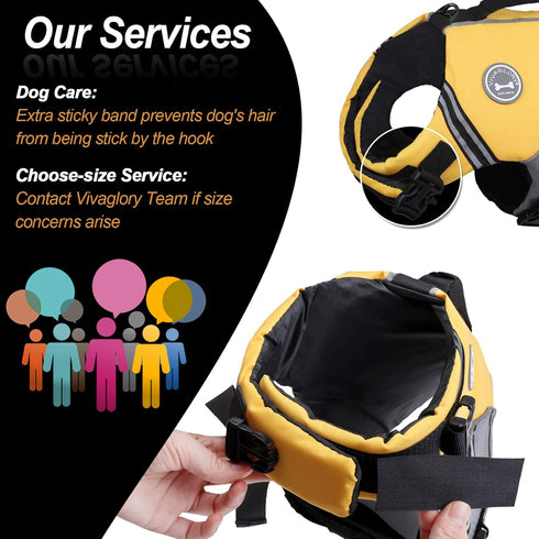 VIVAGLORY Yellow Sports Style Dog Life Jacket with Adjustable Durable Extra Flotation Swim Vest for Small Dogs
