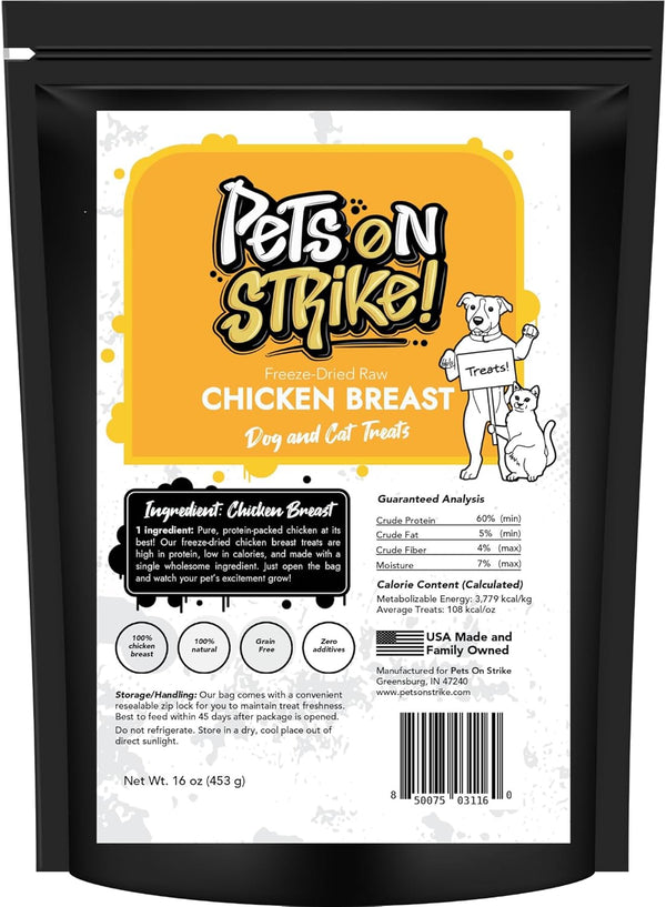 Freeze Dried Chicken Breast for Dogs & Cats (16oz) Single Ingredient Dog