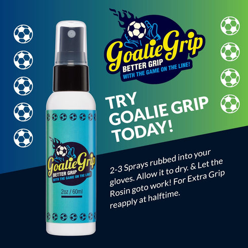 Goalie Grip Spray, Extra Grip for Soccer Goalie Gloves, Youth Soccer Accessories (2 oz)
