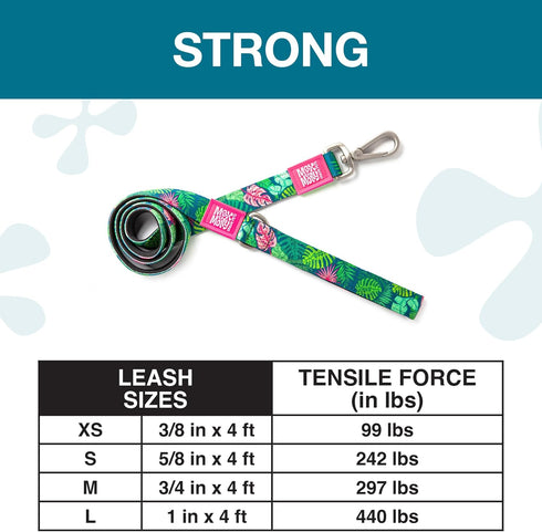 Max & Molly Classic 4 ft Dog Leash, Strong, Padded, Waterproof, Stylish Patterns for Small Dogs - Tropical