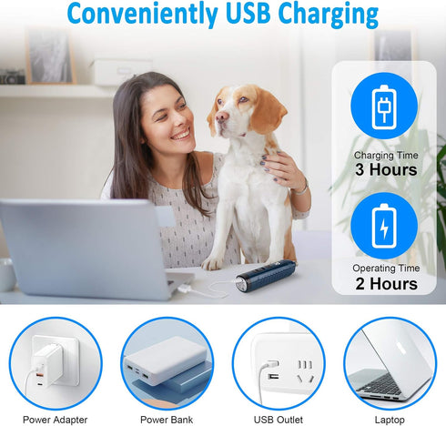 Casfuy Dog Nail Grinder with 2 LED Light - 4.8V Powerful 2-Speed Electric Nail Trimmer for Medium Large Dogs