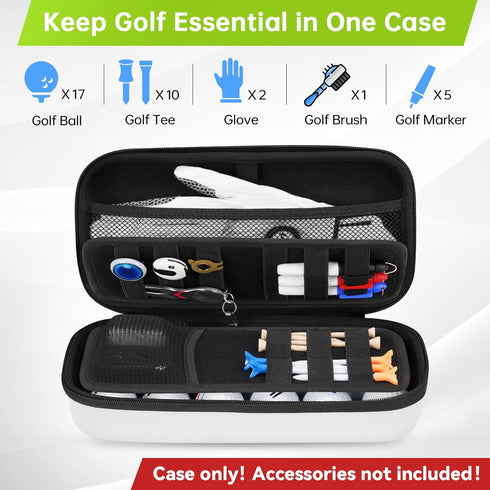 YOREPEK Golf Glove Holder with Removable Shaper - Protective Hard Shell Case Bag with 2 Dividers for Balls, Tees, Golf